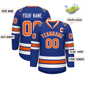 Custom Royal Orange-White Classic Style Hockey Jersey