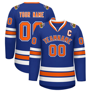 Custom Royal Orange Royal-White Classic Style Hockey Jersey