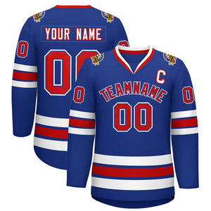 Custom Royal Red Royal-White Classic Style Hockey Jersey