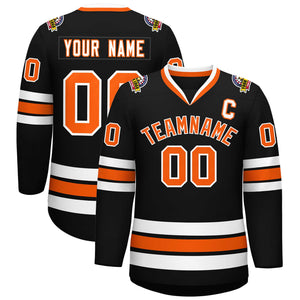 Maillot de hockey de style classique noir orange-blanc personnalisé