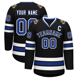 Maillot de hockey de style classique noir royal-blanc personnalisé