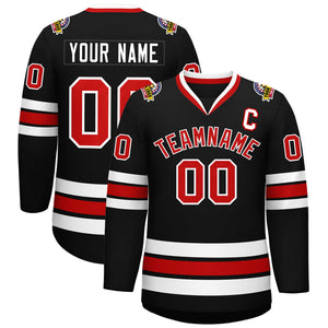 Custom Black Red-White Classic Style Hockey Jersey