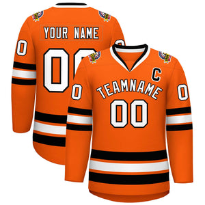 Custom Orange White-Black Classic Style Hockey Jersey