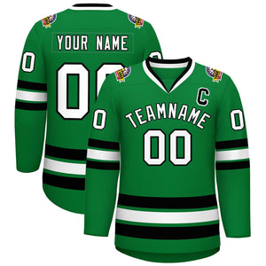 Maillot de hockey de style classique Kelly vert blanc-noir personnalisé