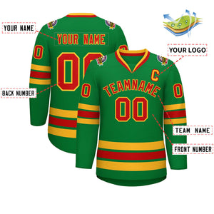 Maillot de hockey de style classique Kelly vert rouge-or personnalisé