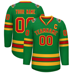 Maillot de hockey de style classique Kelly vert rouge-or personnalisé