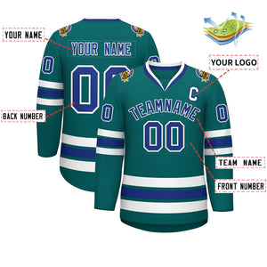 Maillot de hockey de style classique Aqua Royal-White personnalisé