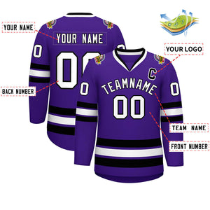 Maillot de hockey de style classique violet blanc-noir personnalisé