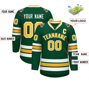 Custom Green Gold-White Classic Style Hockey Jersey