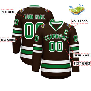 Maillot de hockey de style classique marron Kelly vert-blanc personnalisé