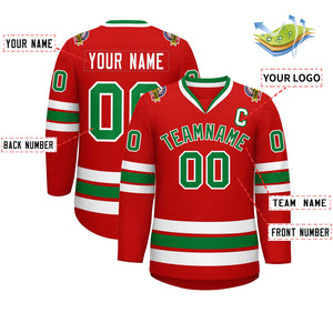 Maillot de hockey de style classique rouge Kelly vert-blanc personnalisé