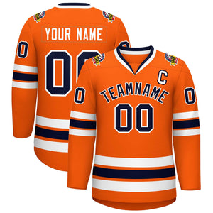 Custom Orange Navy-White Classic Style Hockey Jersey