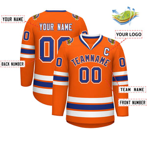 Maillot de hockey de style classique orange royal orange-blanc personnalisé