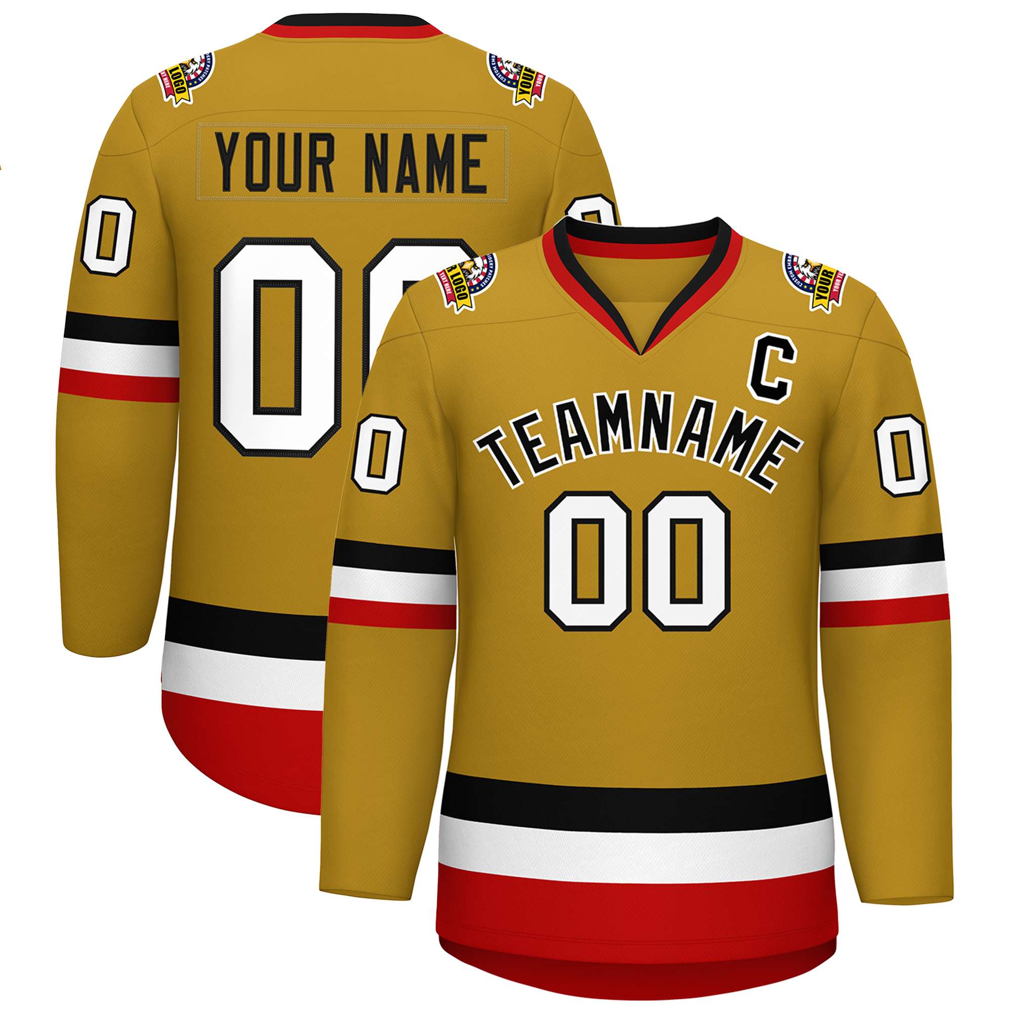 Custom Old Gold Black-White Classic Style Hockey Jersey