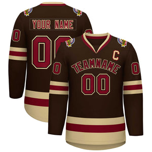 Maillot de hockey de style classique marron cramoisi-noir personnalisé