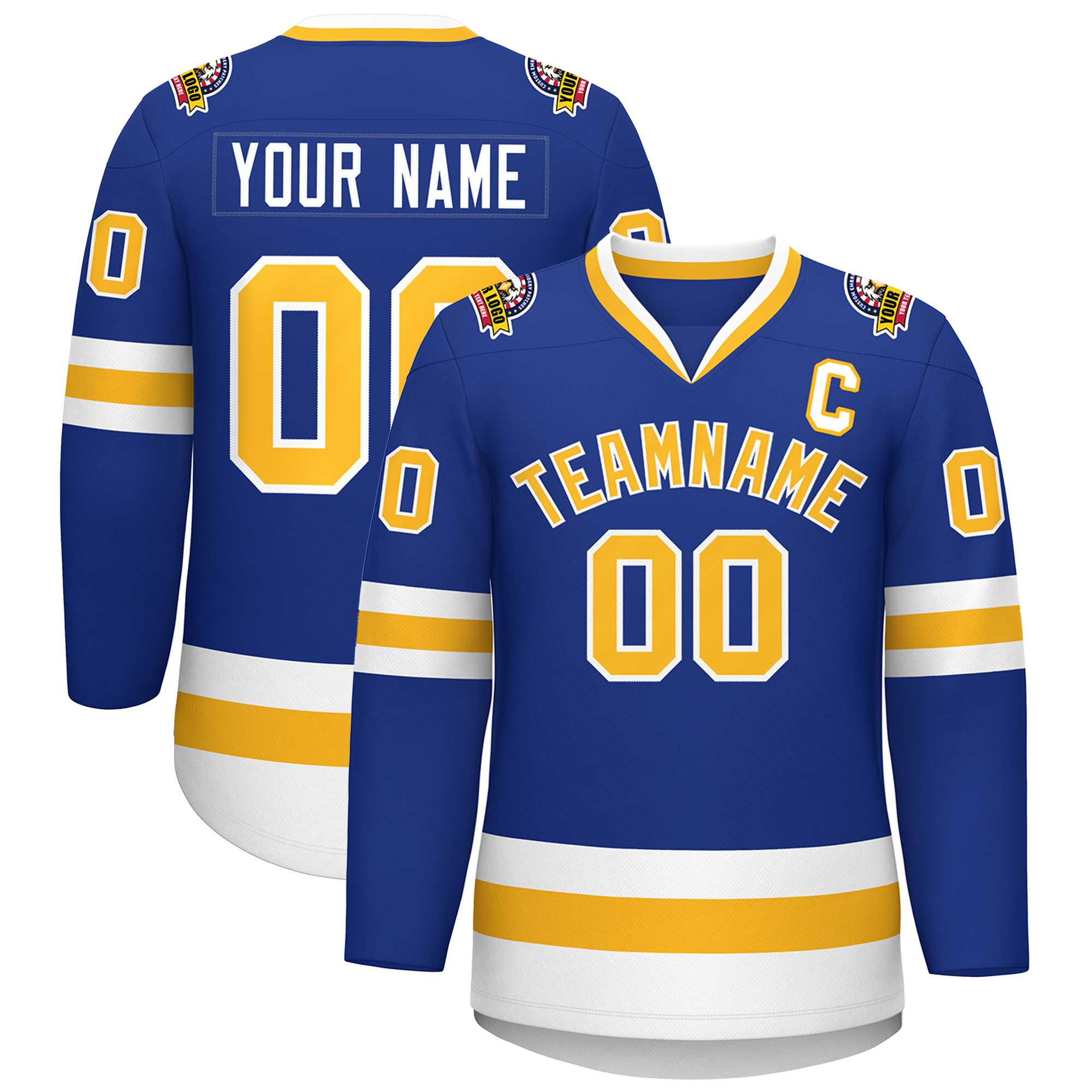 Maillot de hockey de style classique Royal Gold-White personnalisé