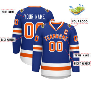 Custom Royal Orange-White Classic Style Hockey Jersey