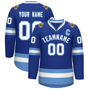 Custom Royal White-Light Blue Classic Style Hockey Jersey