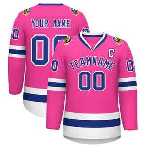 Maillot de hockey de style classique rose royal-blanc personnalisé