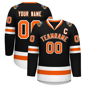 Maillot de hockey de style classique noir orange-blanc personnalisé