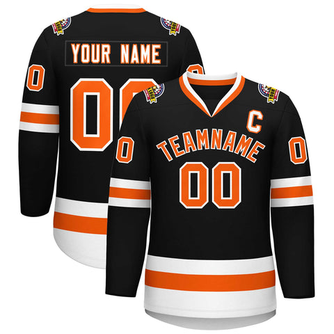 Custom Black Orange-White Classic Style Hockey Jersey