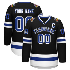 Custom Black Royal-White Classic Style Hockey Jersey