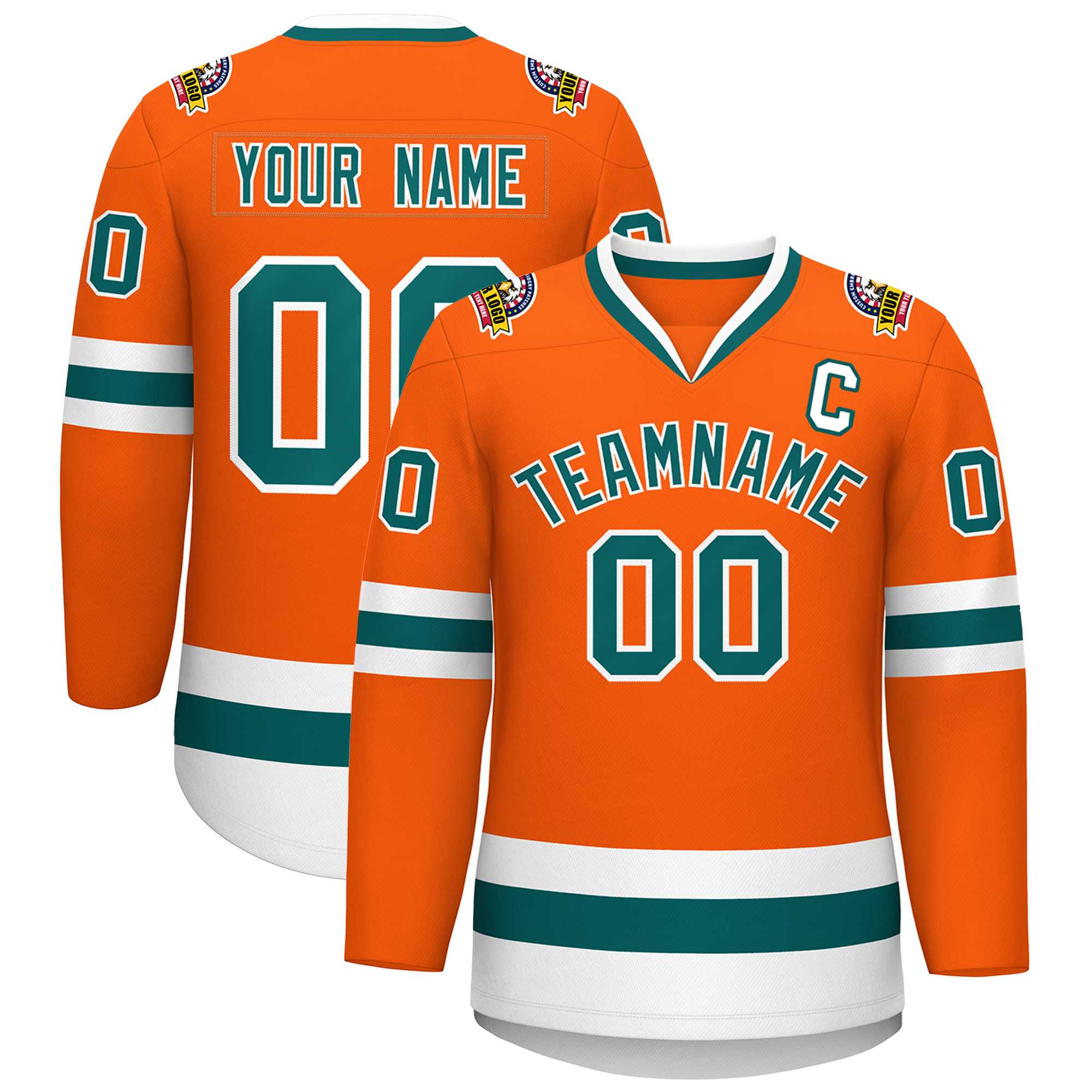 Maillot de hockey de style classique orange Aqua-White personnalisé