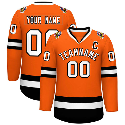 Custom Orange White-Black Classic Style Hockey Jersey