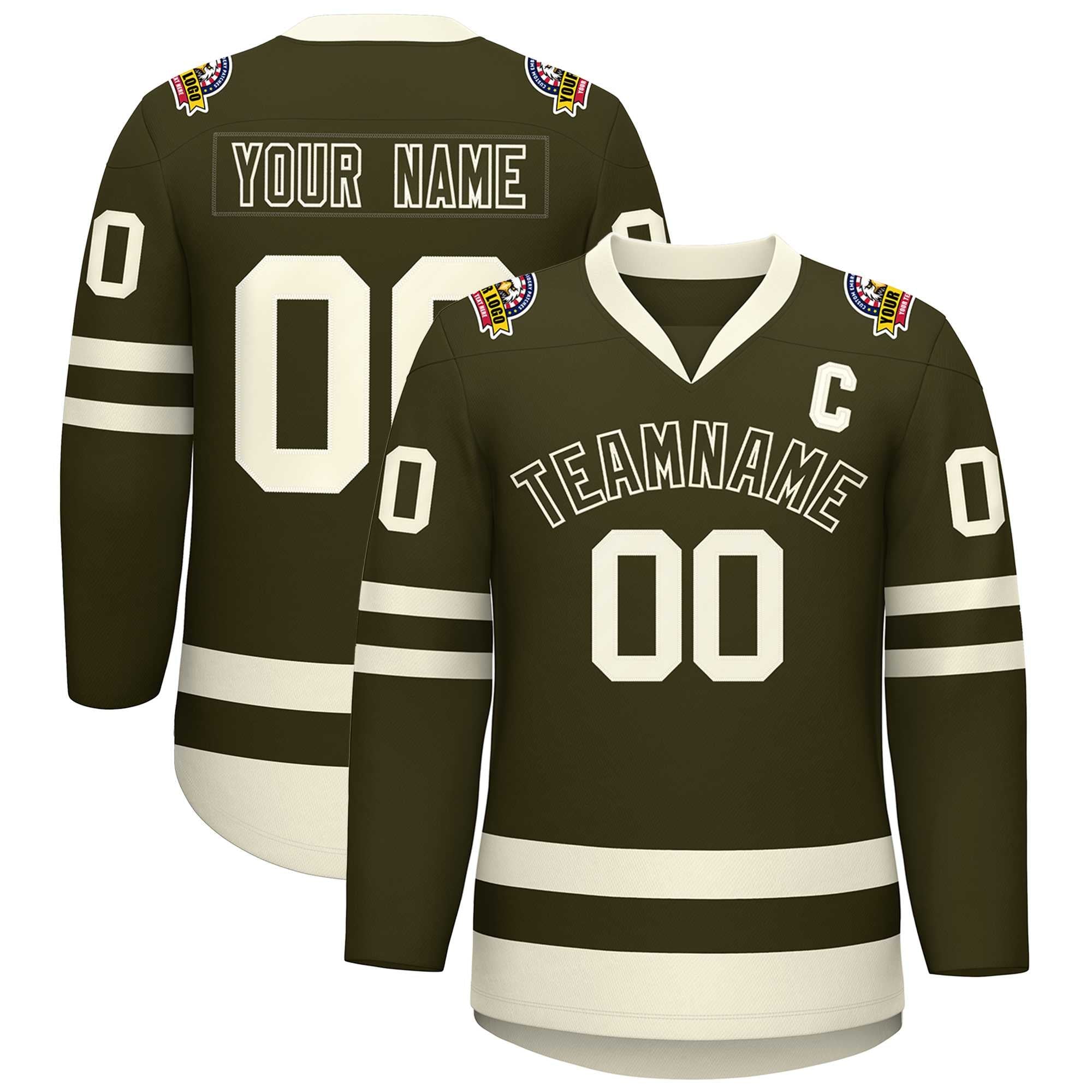 Custom Olive Olive-Khaki Classic Style Hockey Jersey