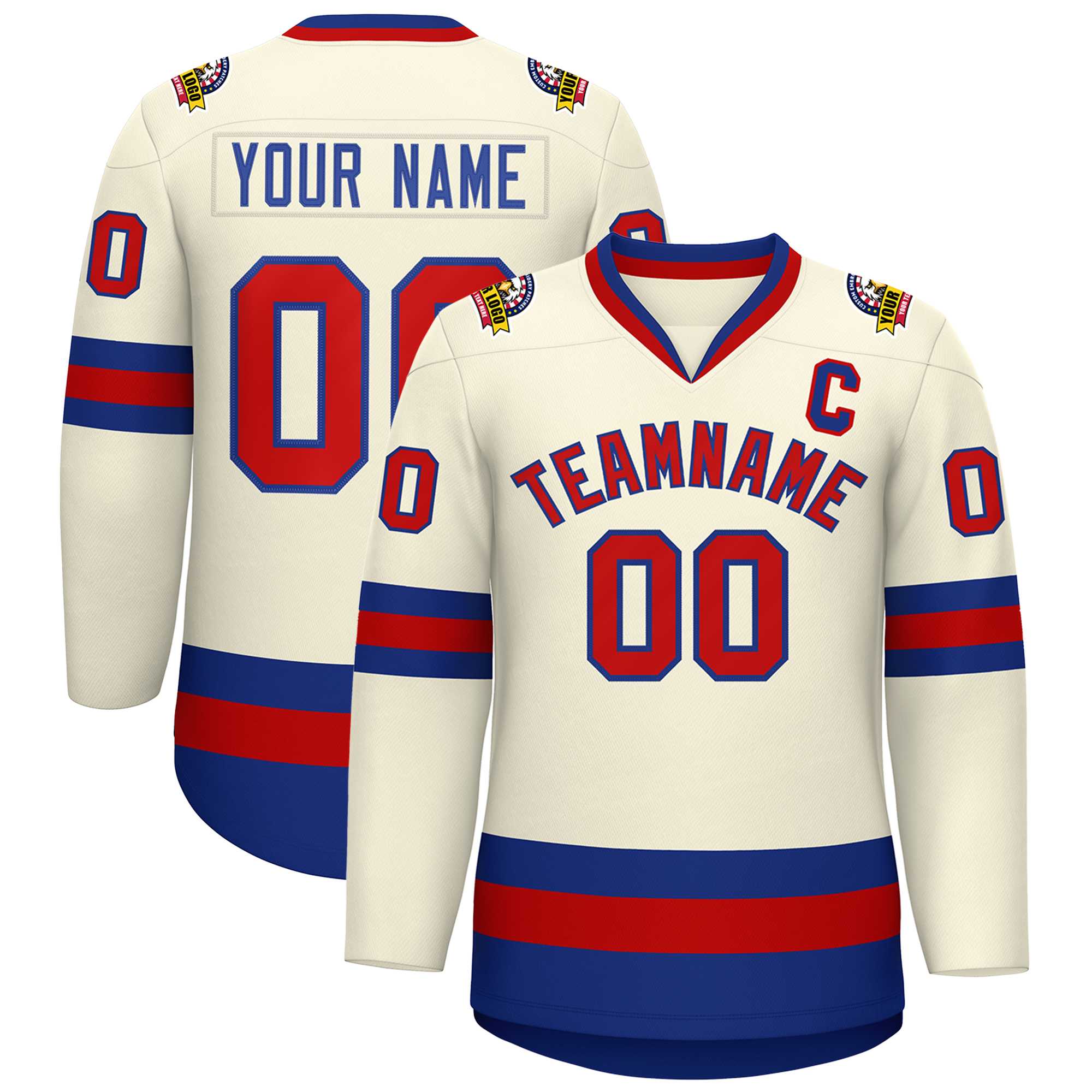 Custom Khaki Red-Royal Classic Style Hockey Jersey