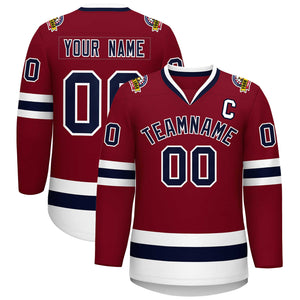 Custom Crimson Navy-White Classic Style Hockey Jersey