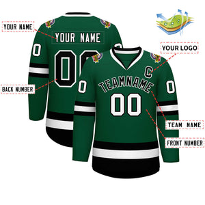 Maillot de hockey de style classique vert noir-blanc personnalisé