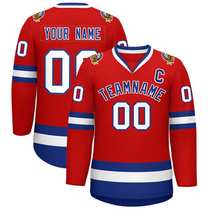 Custom Red Royal-White Classic Style Hockey Jersey