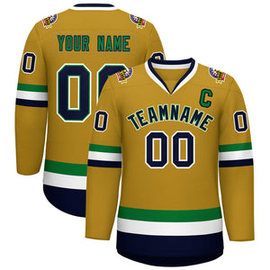 Maillot de hockey personnalisé Old Gold Navy Kelly vert-blanc, Style classique