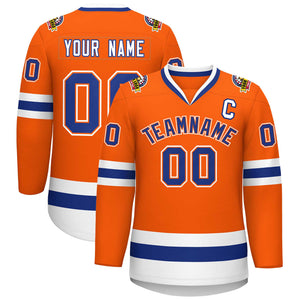 Maillot de hockey de style classique orange royal orange-blanc personnalisé