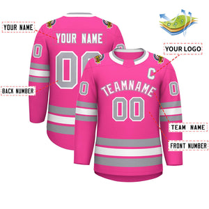 Maillot de hockey de style classique rose blanc rose-gris personnalisé