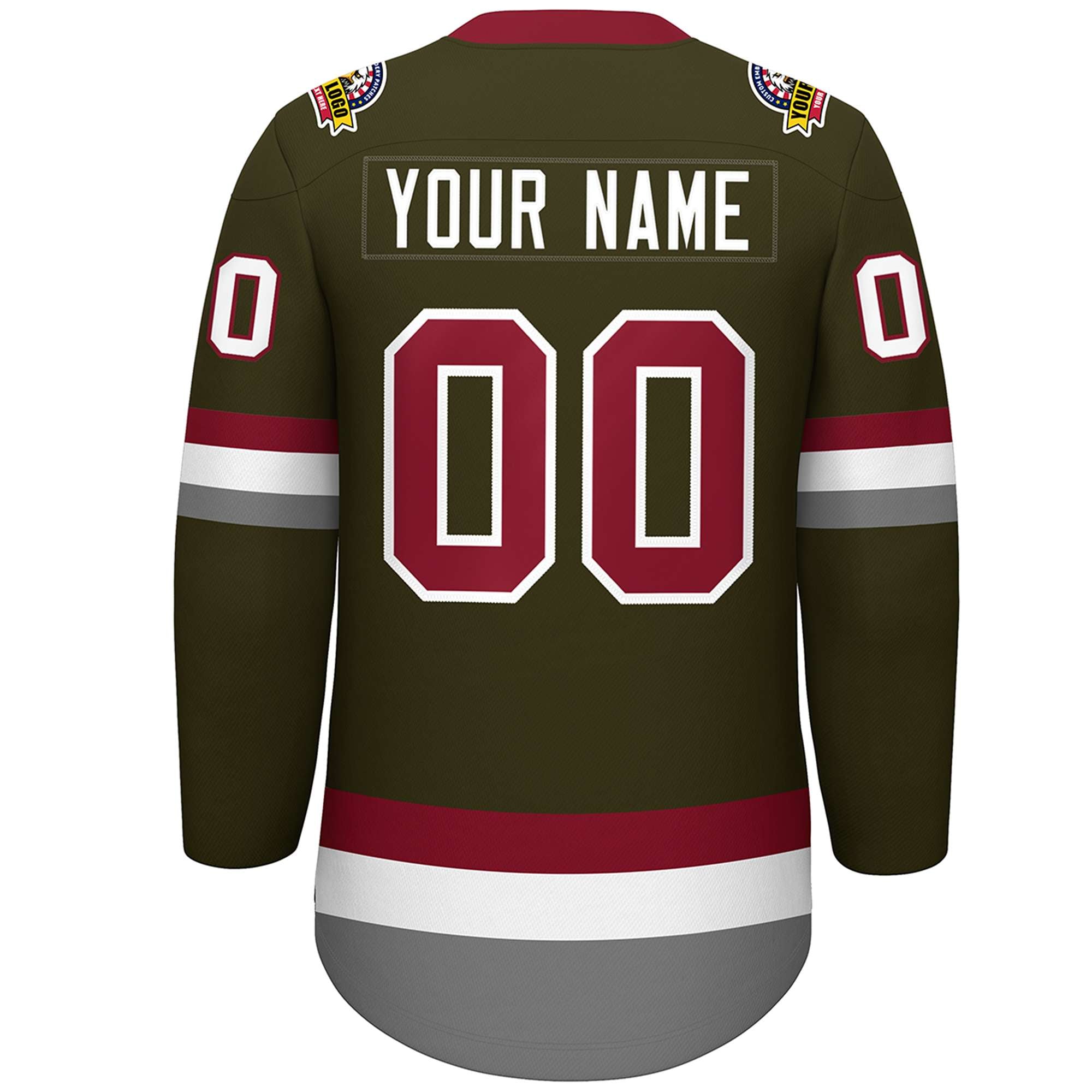 Custom Olive Crimson-White Lace-Up Neck Hockey Jersey