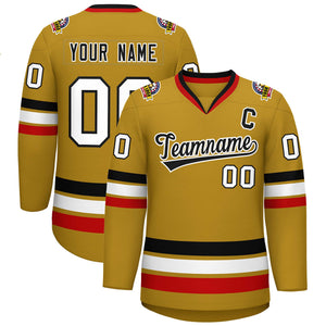 Custom Old Gold Black-White Classic Style Hockey Jersey