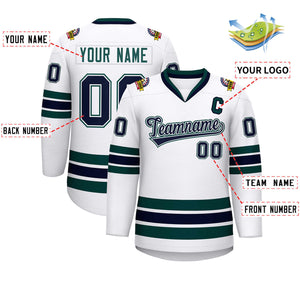 Maillot de hockey de style classique blanc marine blanc-vert minuit personnalisé