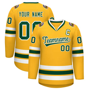 Maillot de hockey de style classique or vert-blanc personnalisé