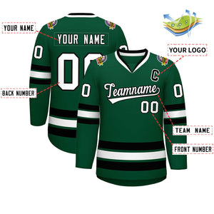 Custom Green White-Black Classic Style Hockey Jersey