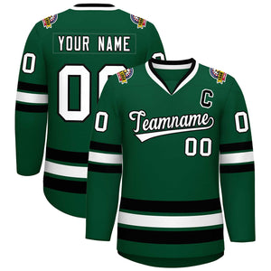 Custom Green White-Black Classic Style Hockey Jersey