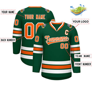 Custom Green Orange-White Classic Style Hockey Jersey