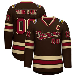 Maillot de hockey de style classique marron cramoisi-noir personnalisé