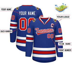 Custom Royal Red-White Classic Style Hockey Jersey