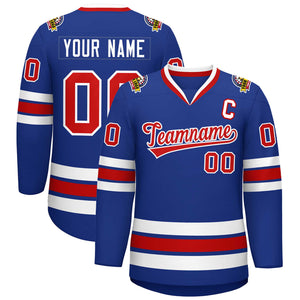 Custom Royal Red-White Classic Style Hockey Jersey