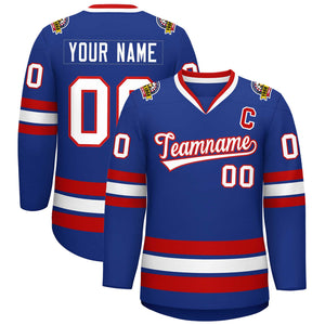 Maillot de hockey de style classique Royal blanc-rouge personnalisé