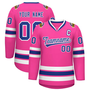 Maillot de hockey de style classique rose royal-blanc personnalisé