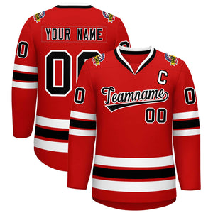 Custom Red Black-White Classic Style Hockey Jersey