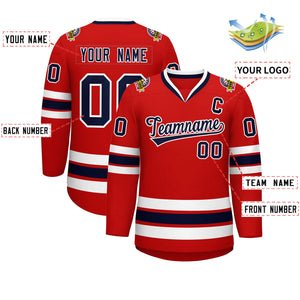 Custom Red Navy-White Classic Style Hockey Jersey